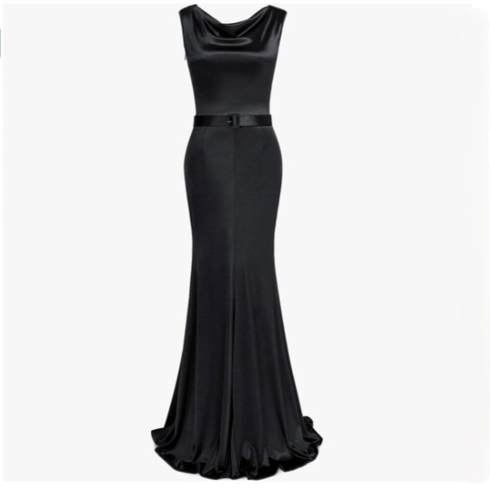 Women's 1950s Cowl Neck Fishtail Evening Dress